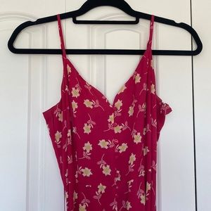 Vince camuto pink floral midi dress